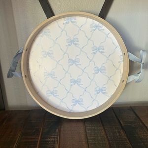 Target Bullseye Playground Blue Coquette Bow Wood Tray Shabby Chic NEW